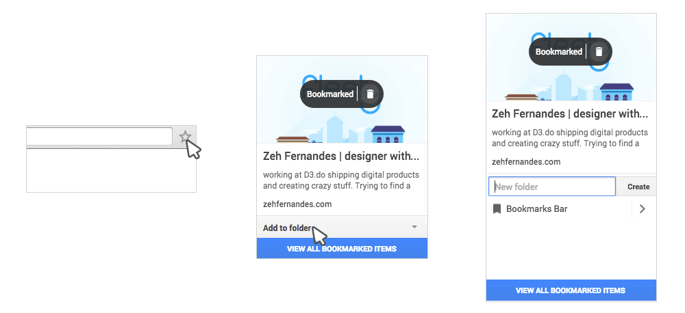 three clicks chrome's bookmark system